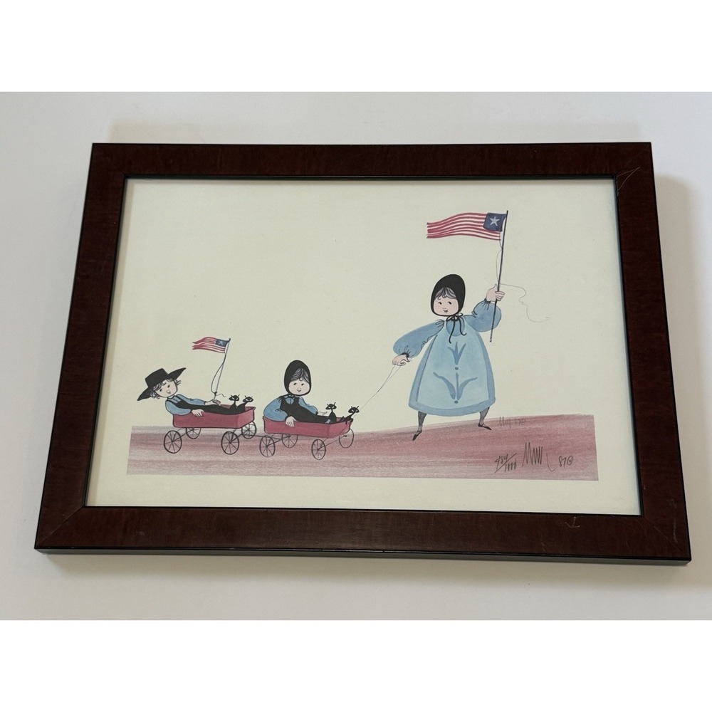 P. Buckley Moss Framed Signed Print "Wagon‎ Train" 484/1000 1987 Americana